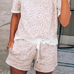 Apricot leopard lounge set pajamas